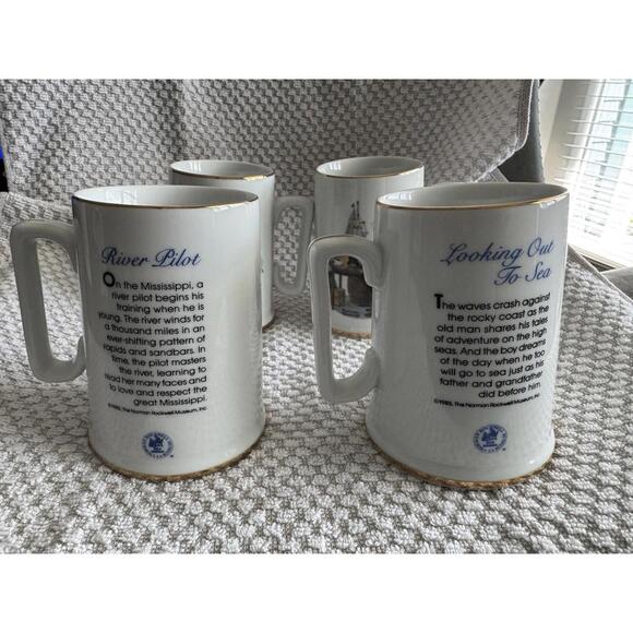 Set of 4 Norman Rockwell Seafarers Collection Tankard Mug Long John Silvers 1985 - Picture 6 of 15